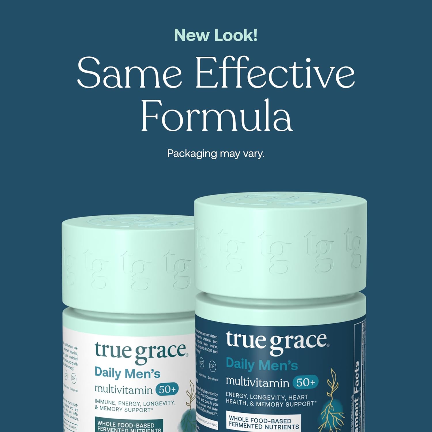 True Grace Daily Men’s Multivitamin 50+ - 60 Easy-to-Swallow Tablets - Immune, Energy, Longevity & Memory Support - Gluten Free, Soy Free, Vegan - 30 Servings