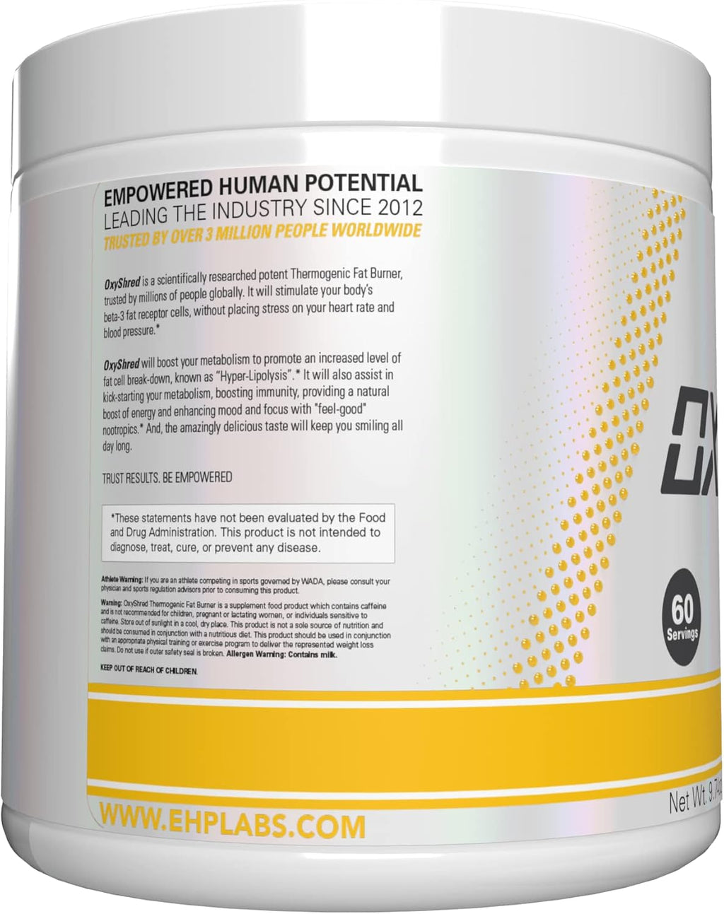 EHP Labs OxyShred Pre Workout Powder - Preworkout Powder with L Glutamine & Acetyl L Carnitine, Energy Boost Drink - Mango, 60 Servings