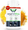 Free Life Labs WoundWorx Nutrition-Scar and Surgery Support, Wound Care, General and Plastic Surgery, Faster Healing w/Vitamins, Amino Acids, Collagen, Probiotics, Turmeric, Bromelain-90 caps