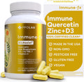 Immune-fx™ Advanced Daily Chelated Zinc Ionophore Immune Support Supplement with Quercetin 500mg Bioflavonoid, Antioxidant Vitamin C, D3, K2, DNA Heart Lung Aid, Clean Certified® 120 Vegan Capsules