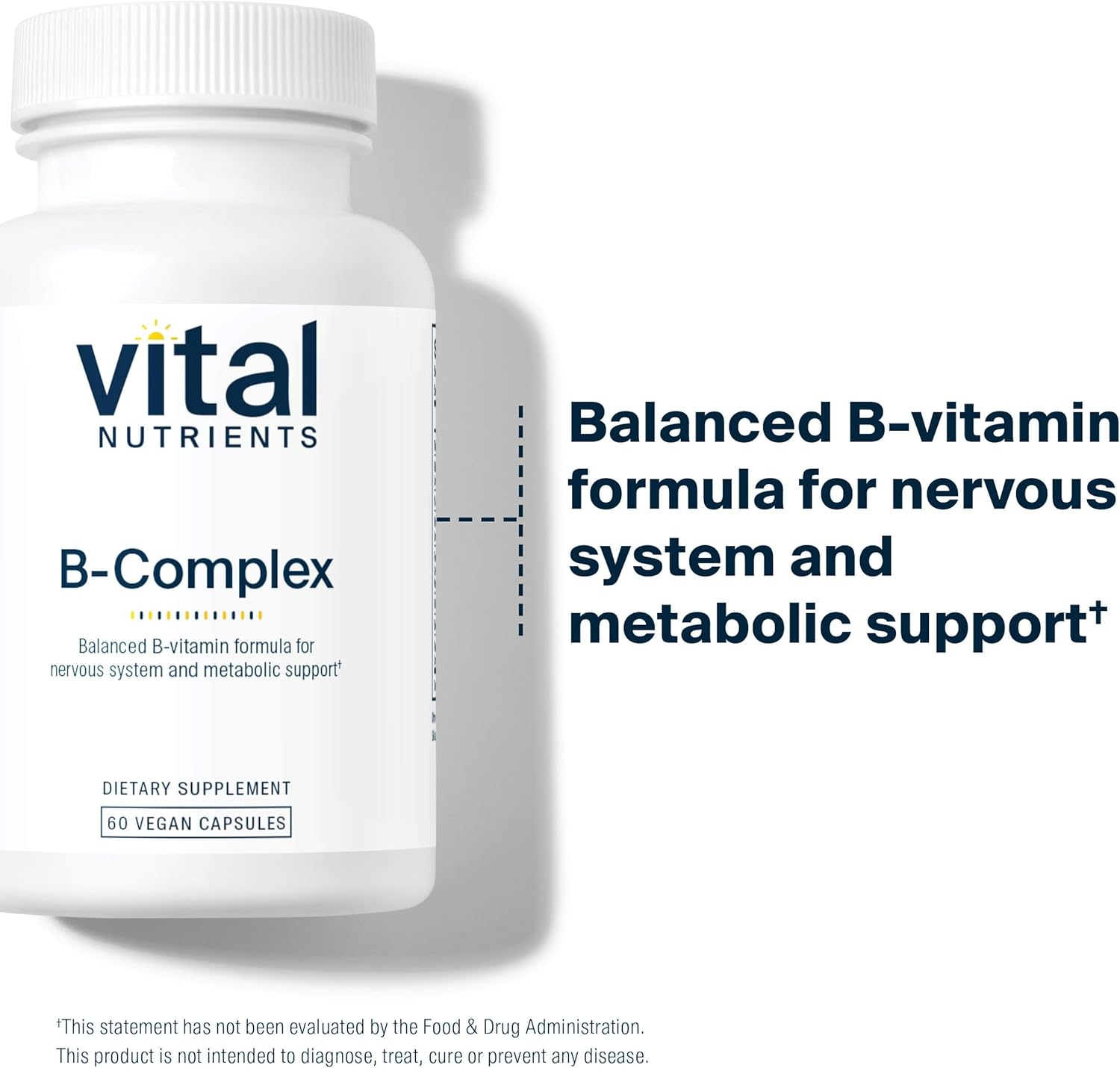 Vital Nutrients Vitamin B-Complex | Vegan High-Potency Methylated B Complex Vitamins | B Vitamins Support Energy Production, Metabolism, and Heart Health* | Gluten, Dairy, Soy Free | 60 Capsules
