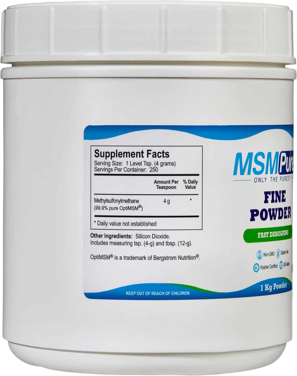 KALA HEALTH MSMPure Fast Dissolving Fine MSM Powder Crystals – US-Made MSM for Joint Health, Skin Appearance, and Hair & Nail Support – 2.2 lb, Organic Sulfur