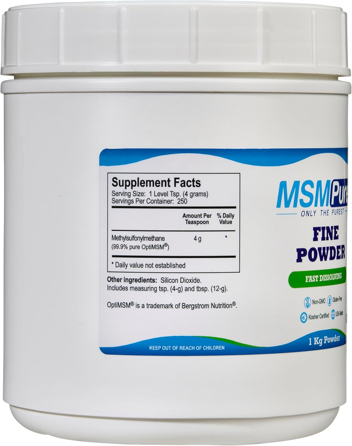 KALA HEALTH MSMPure Fast Dissolving Fine MSM Powder Crystals – US-Made MSM for Joint Health, Skin Appearance, and Hair & Nail Support – 2.2 lb, Organic Sulfur