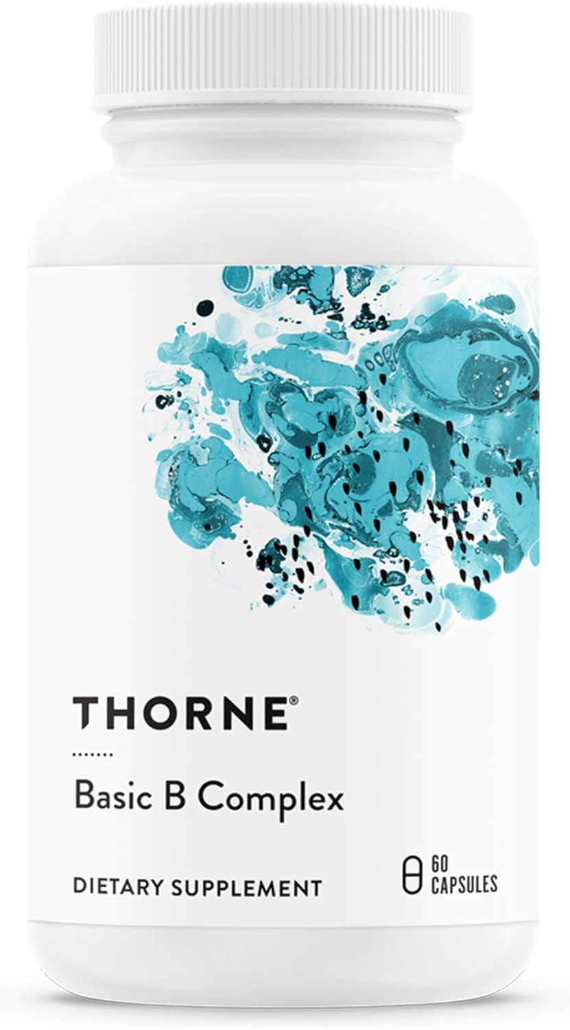 THORNE - Basic B-Complex - Tissue-Ready Vitamin B Complex Supplement with Choline - Supports Cellular Energy Production, Brain Health, Red Blood Cell Formation* - Gluten-Free, Dairy-Free - 60 Capsules
