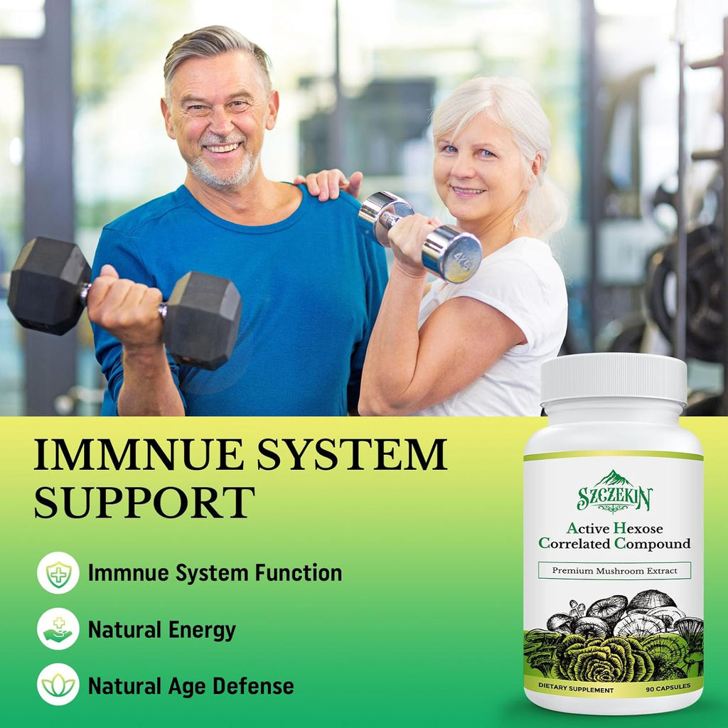 Active Hexose Correlated Compound 1500 mg Supplement, Natural 8 Mushroom Extract Supplement, Immune System, Liver Function, Natural Killer and T Cells Activity, 900 Veggie Capsules