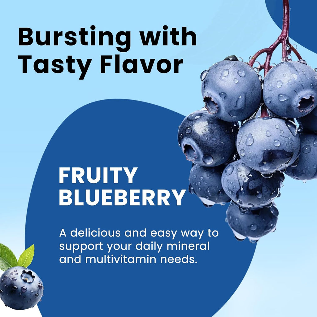 Iron Gummies with Multivitamin, Iron Supplement for Women & Men with Zinc, Vitamin B Complex & C, B12, Folate - Blood Builder & Energy Support for Adults & Kids - Blueberry Flavor, Vegan 60 Gummies