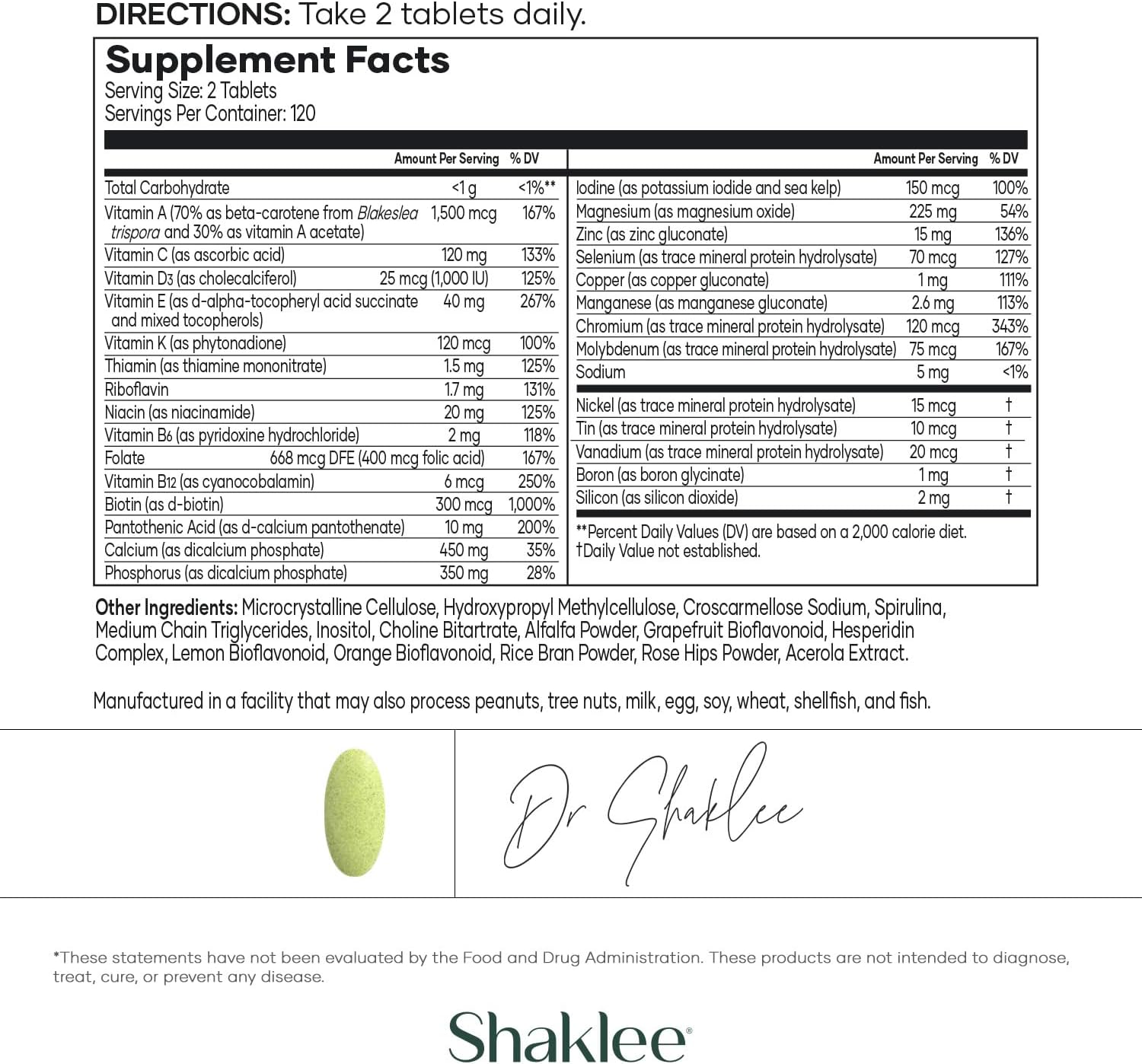 Shaklee - Vita-Lea® Men High Potency Multivitamin and Multimineral - Supports Heart, Immune, Bone, and Joint Health - Formulated for Men's Unique Needs - Includes Vitamin C, D, and E - 240 Tablets