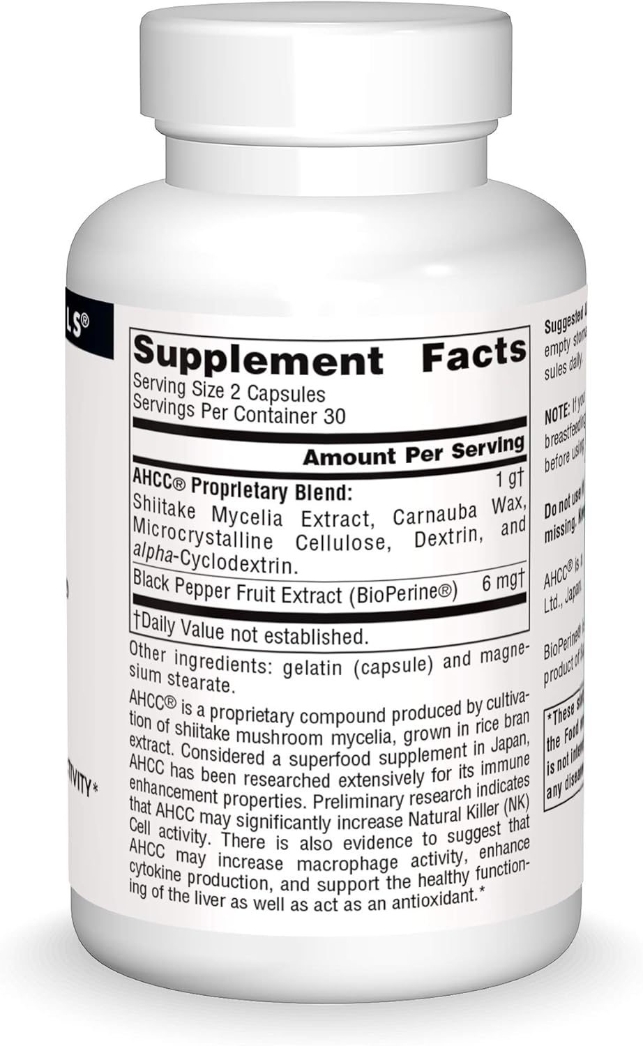 Source Naturals AHCC with Bioperine 500 mg - 60 Capsules