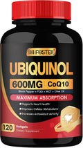 DRFOSTER CoQ10 600 mg Ubiquinol - Co Q 10 Supplement, Coenzyme Q10 CQ10 Fertility for Women, Heart, High Absorption with Vitamin E, PQQ, Black Pepper, Olive Oil, Coq10 400mg Softgels, 120 Softgels
