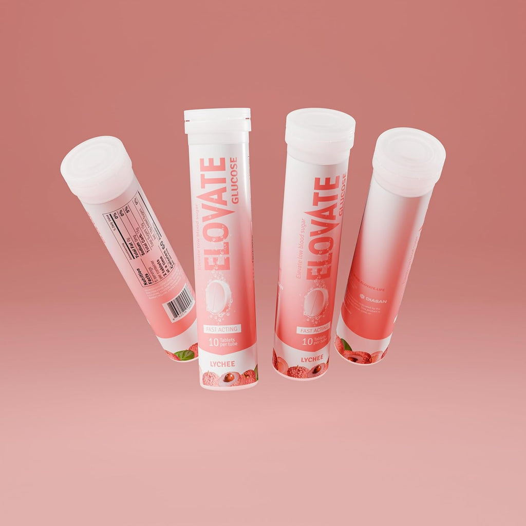 Effervescent Glucose Tablets - Fast Acting Hydration for Sports, Travel, & More - 10 Tablets Per Tube (Pack of 4 Tubes Lychee)