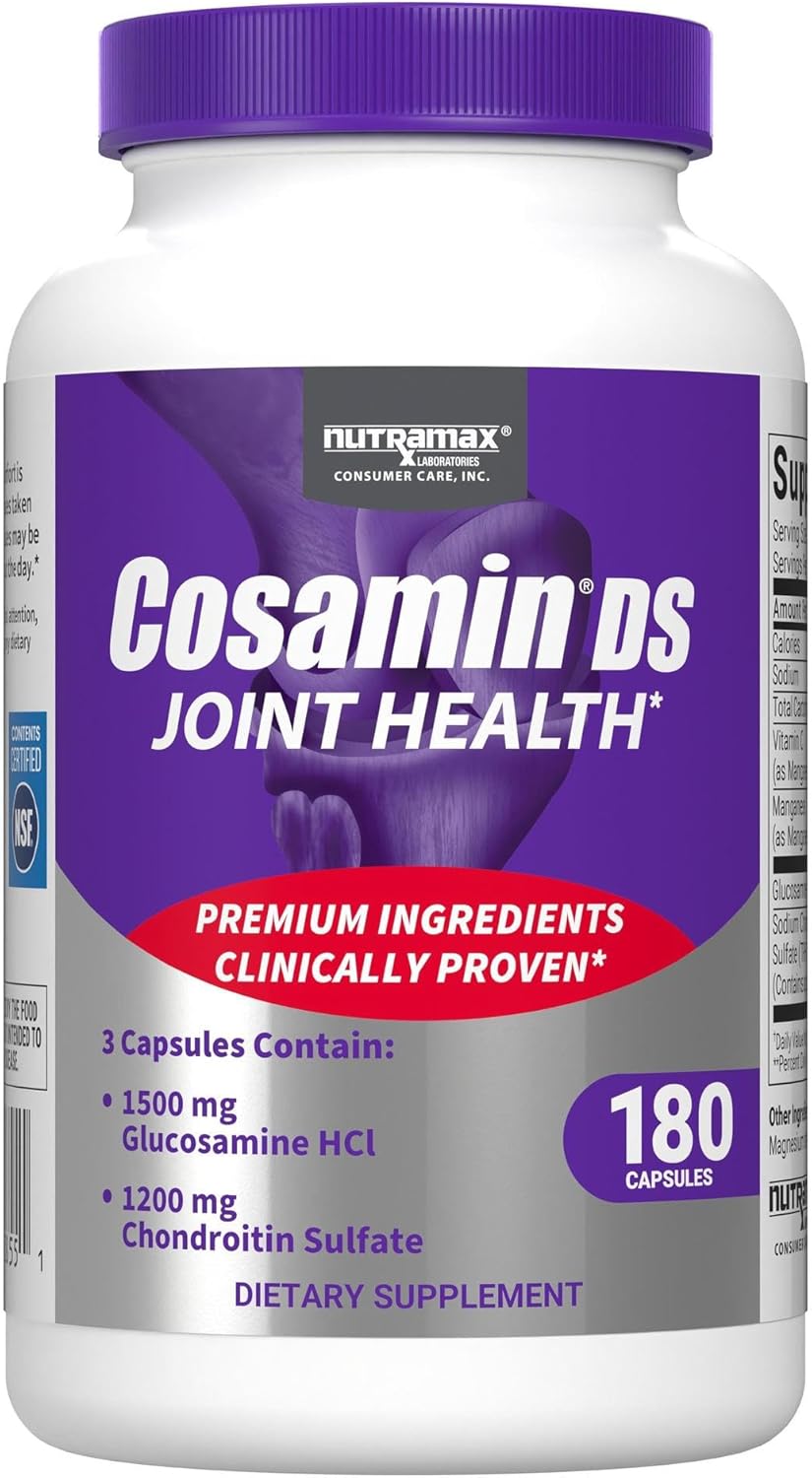 Nutramax Laboratories Cosamin® DS Joint Health Supplement with Glucosamine & Chondroitin for Adult Men & Women, Joint Supplement, 180 Capsules