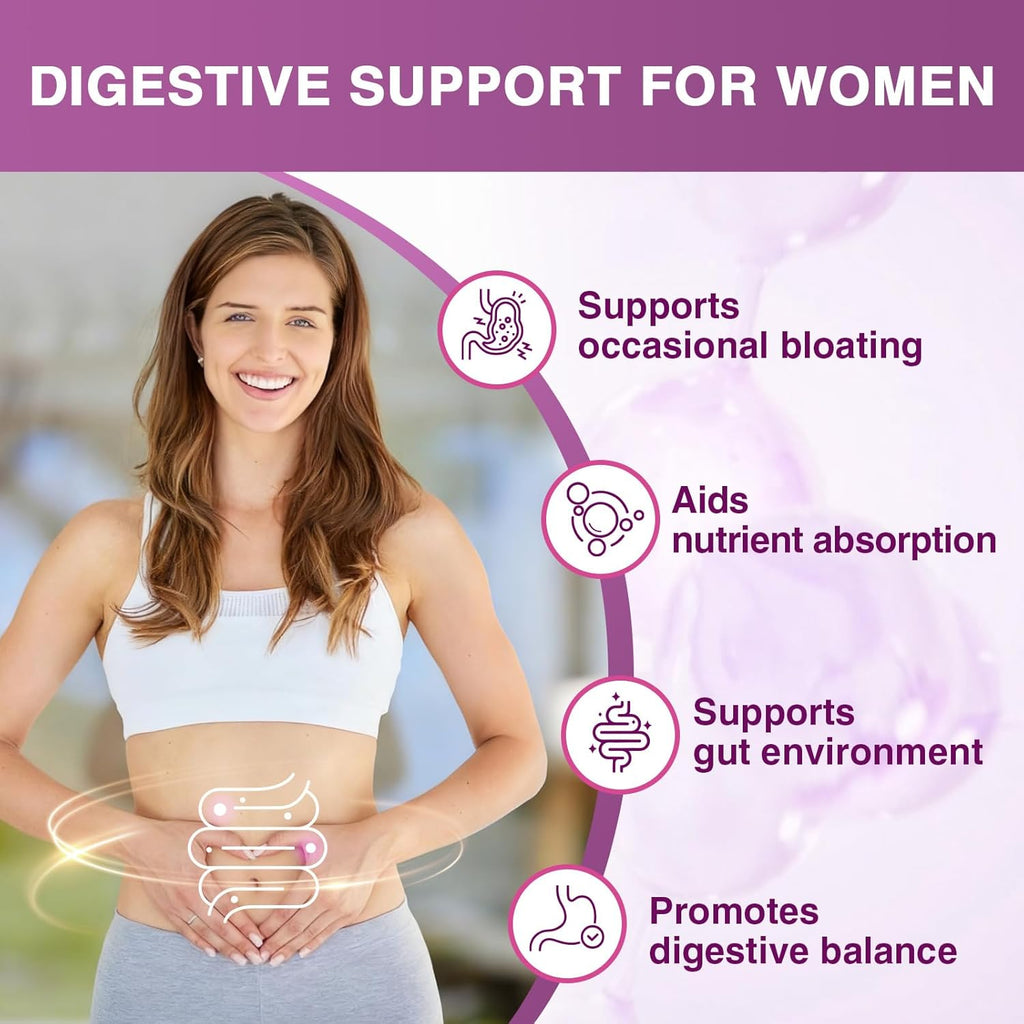 Probiotics for Women Digestive Health, 70 Billion CFUs Womens Probiotic with Digestive Enzymes & Prebiotics & Cranberry for Gut, Immune & Urinary Tract Balance, Delayed-Release, 90 Veggie Capsules