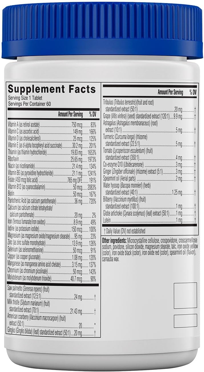 Swisse Daily Multivitamin for Men 50 and Over | 39 Vitamins, Antioxidants and Minerals + Adaptogens | Energy & Immune Support | Mens 50+ Multivitamins Supplement | 60 Tablets