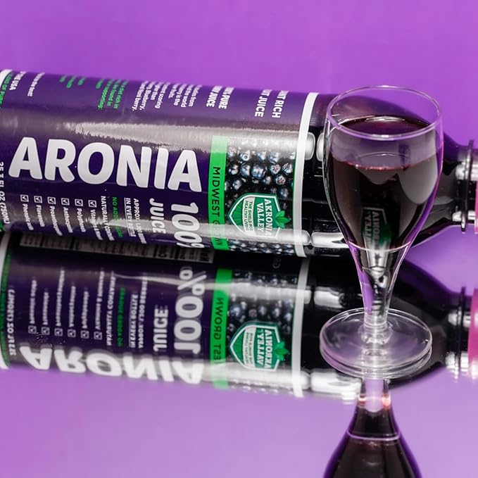 100% Aronia Berry Juice | 16 Fl Oz (Pack of 6) One Month Supply | Gluten Free Superfood Juice Drink
