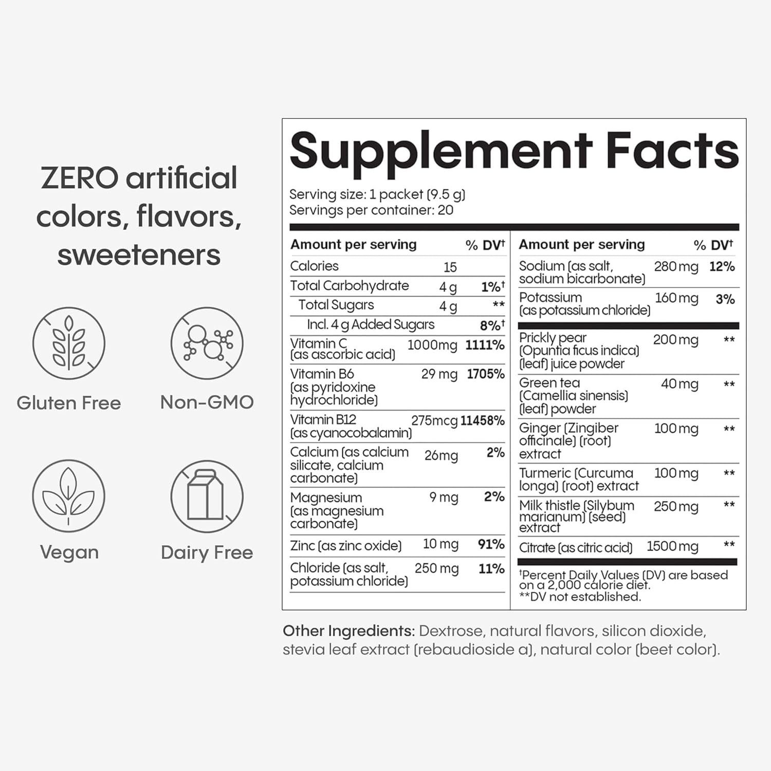 Hydralyte Liver Support + Electrolyte Mix with Milk Thistle, Turmeric, Ginger, Prickly Pear, Green Tea Extract Formulated for Rapid Rehydration (Blood Orange Ginger, 20 Packets)