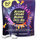 1300MG Beef Organ Supplement for Women, 100% Grass Fed Beef Liver, Uterus, Ovary & 3 More, Bovine Organ Capsules for Supports Women's Overall, Endocrine Balance, Energy, Immunity, 60 Days