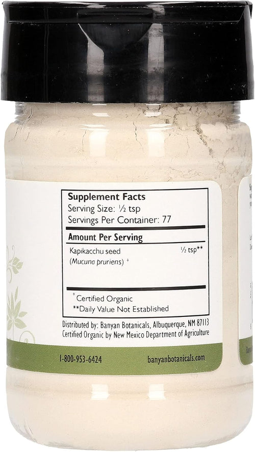 Banyan Botanicals Kapikacchu Mucuna Pruriens – Organic Herbal Powder – Energizing, Supports Healthy Nervous & Reproductive Systems* – Natural Source of L-Dopa – Spice Jar – Non-GMO Sustainably Sourced Vegan