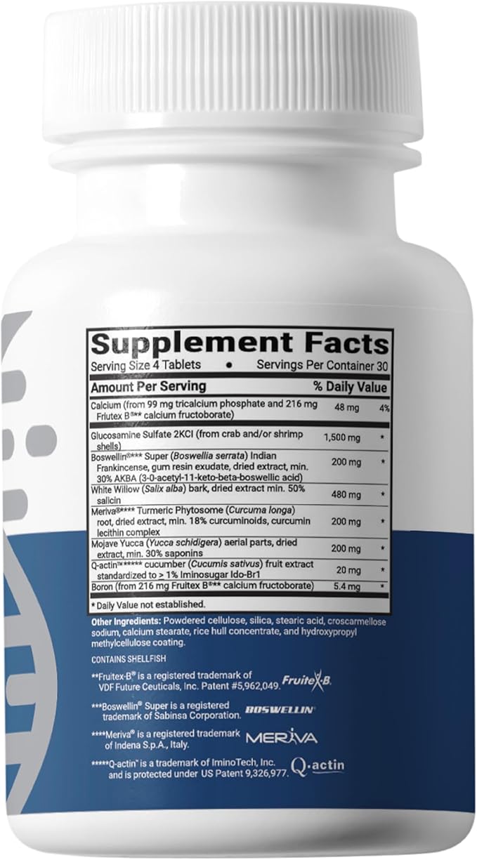 Advanced Bionutritionals Advanced Joint Support Supplement, Relieve Joint Discomfort, Calcium, Glucosamine, 5-Loxin, Manufactured in The USA, 120 Tablets