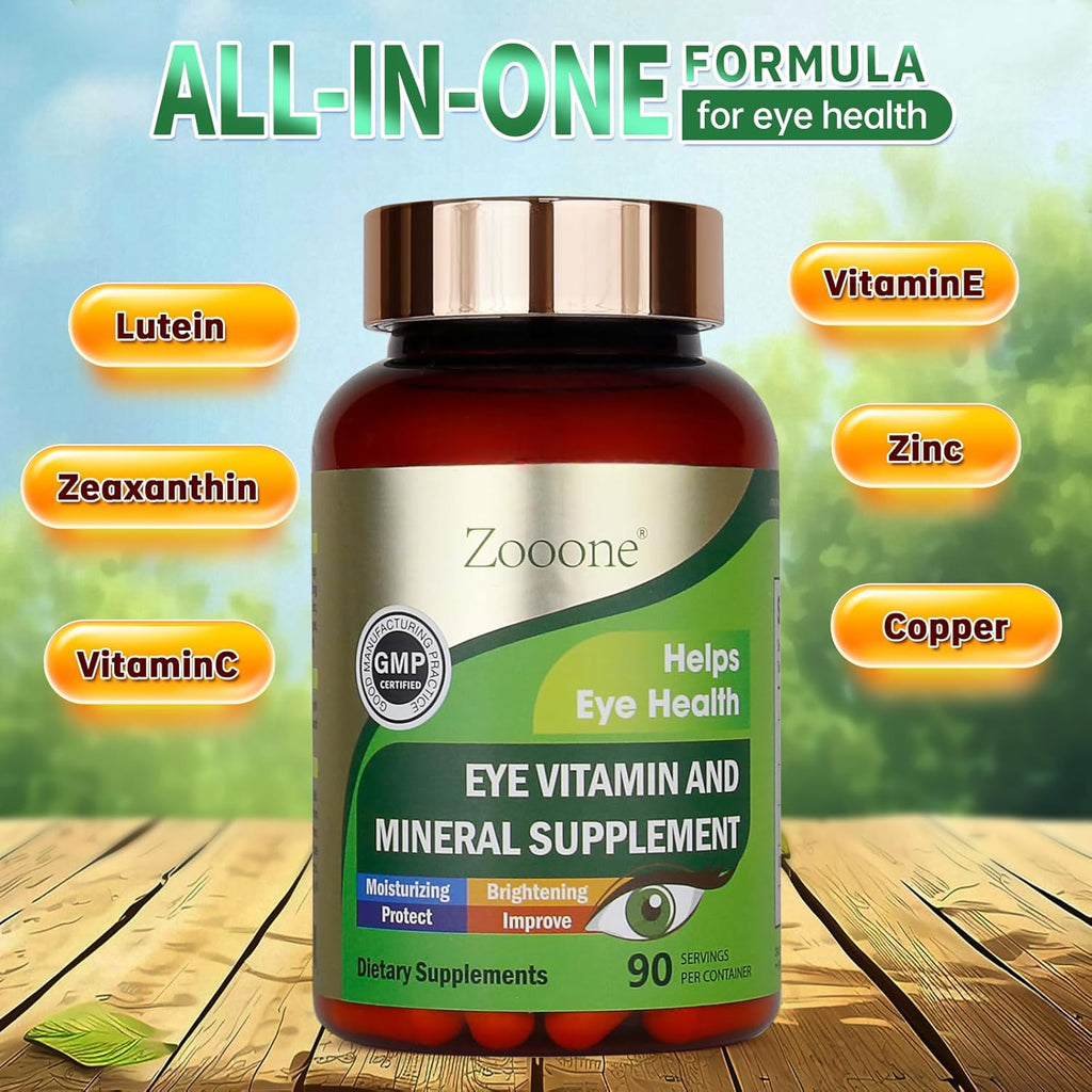 Lutein Eye Vitamins Supplement 90pcs, Lutein & Zeaxanthin for Women Men to Against Macular & Dry Eye, Multivitamin for Vision & Ocular Health with Zinc, VC, VE