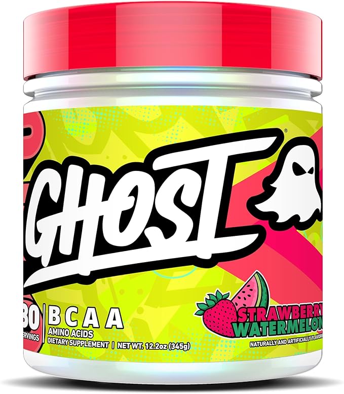GHOST BCAA Powder Amino Acids Supplement, Strawberry Watermelon - 30 Servings - Sugar-Free Intra, Post & Pre Workout Amino Powder & Recovery Drink, 7G BCAA