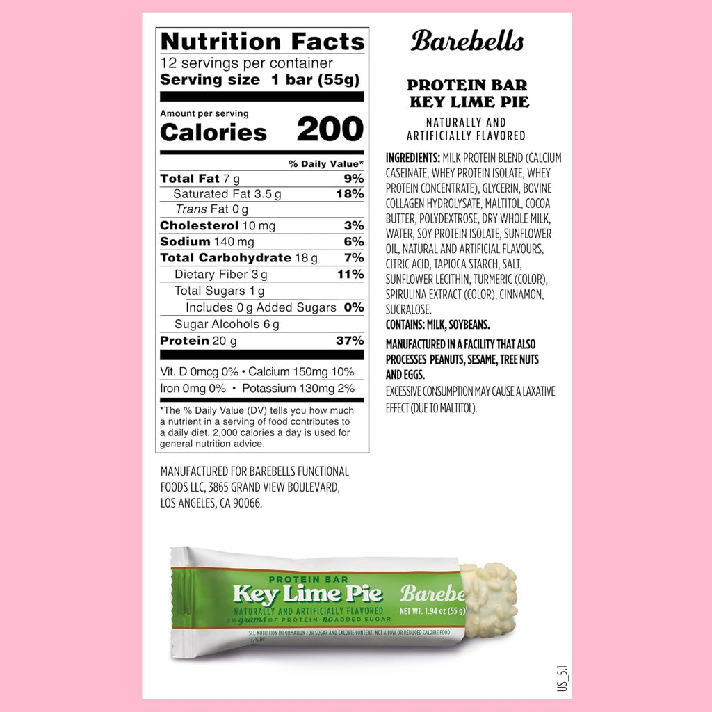 Barebells Protein Bars - Protein Snacks with High Protein (12 Count (Pack of 2), Key Lime)