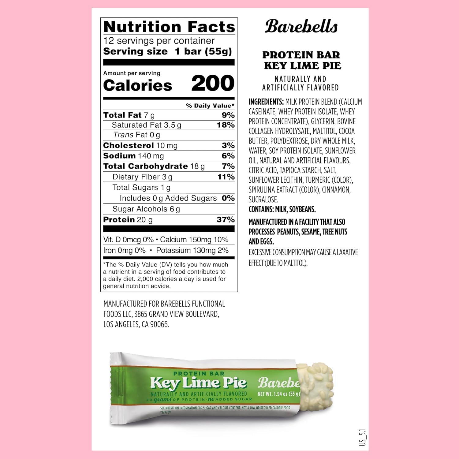 Barebells Protein Bars - Protein Snacks with High Protein (12 Count (Pack of 2), Key Lime)