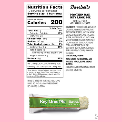Barebells Protein Bars - Protein Snacks with High Protein (12 Count (Pack of 2), Key Lime)