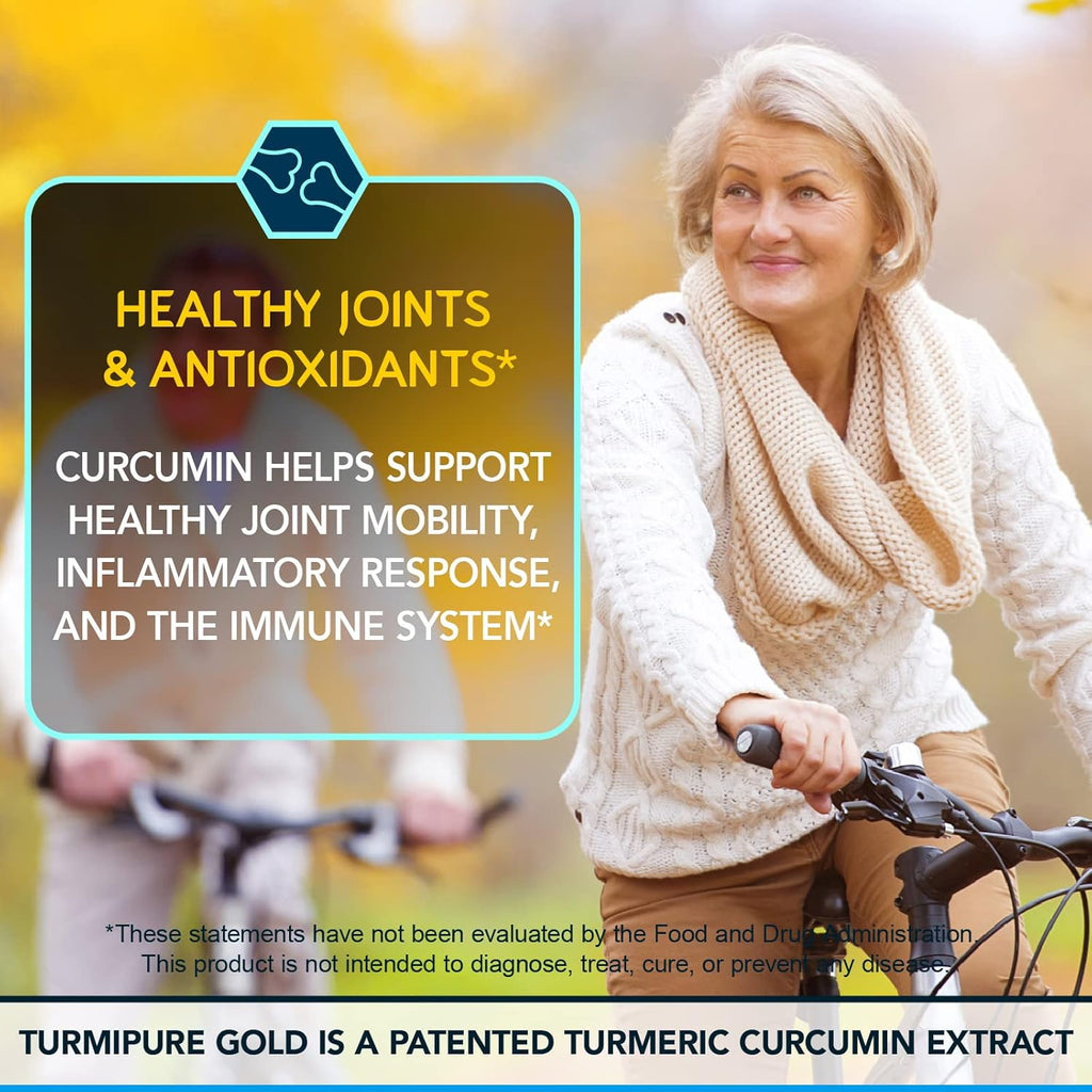 BioEmblem Turmeric Curcumin with Clinically Studied TurmiPure - Joint Support, Healthy Inflammation Turmeric Supplements - 1 Small Cap Daily, 24x More Absorption Than Others - Non-GMO, 90 Serving