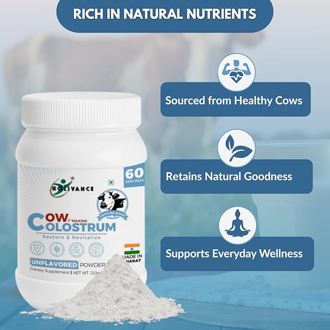 Cow Colostrum Powder Unflavored | Natural Bovine Colostrum for Everyday Wellness | Supports Gut Balance, Skin and Body Nutrition | Keto & Gluten-Free | 60 Servings