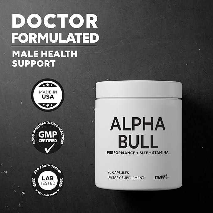 ALPHA BULL – Male Performance Supplement for Men – Performance, Size & Stamina Support – Tongkat Ali, Maca, Horny Goat Weed & Ginseng – 90 Capsules (30-Day Supply)