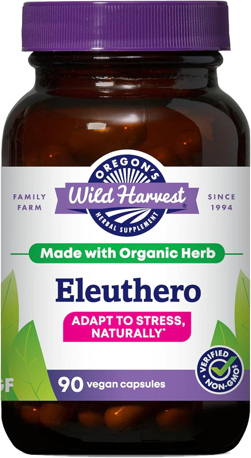 Oregon's Wild Harvest Eleuthero Organic Capsules | Adapt to Stress Naturally, 90 Count