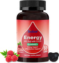 Natural Energy Gummies with Vitamin B12, Goji, CoQ10, Energy Support & Metabolism Support Chewable Supplement,GMO Free, Gluten Free (Raspberry, 60 Count)