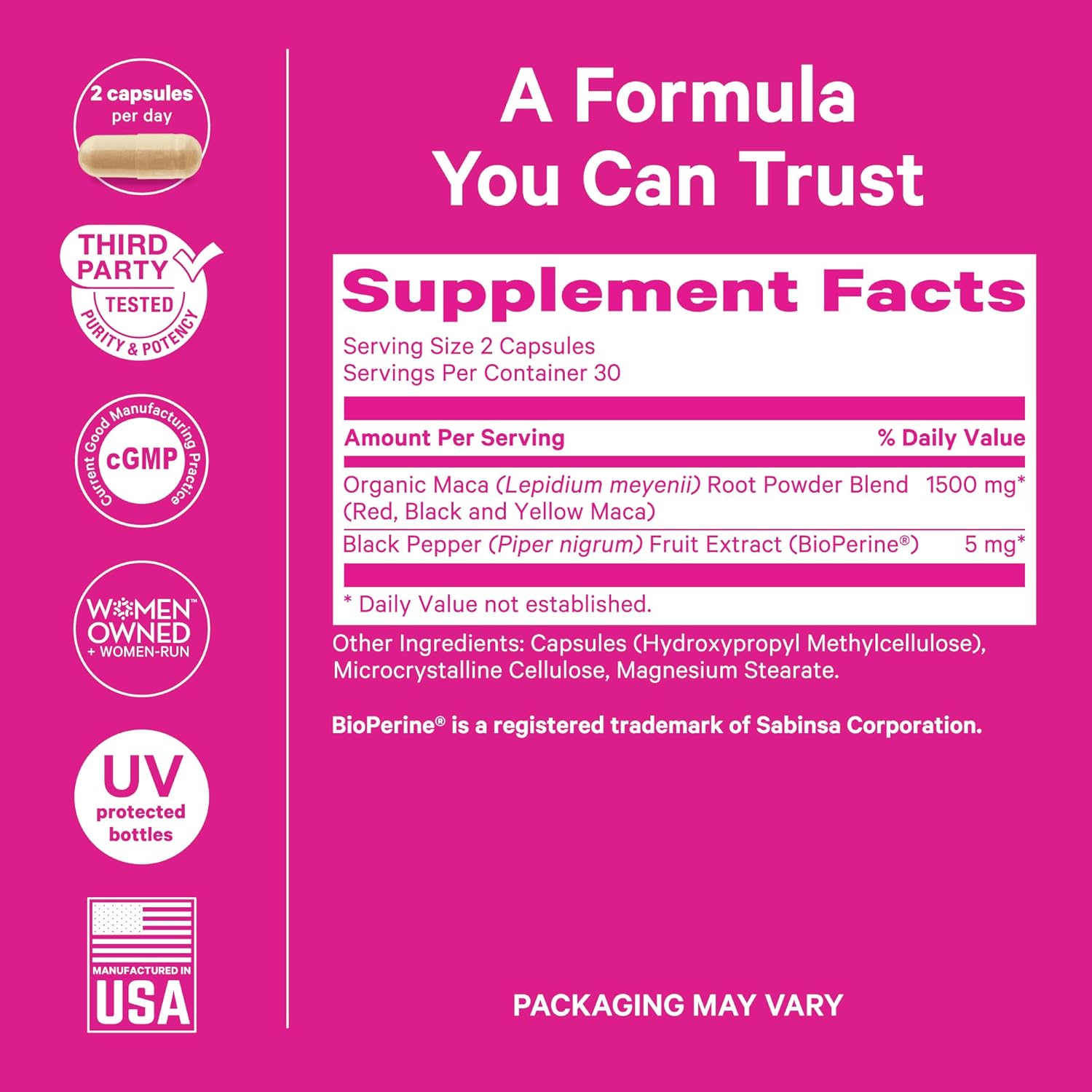 Pink Stork Maca Root Capsules for Women – Organic Maca with BioPerine® for Hormonal Balance, Energy + Wellness – Supports Perimenopause, Menstrual Health, and Vitality