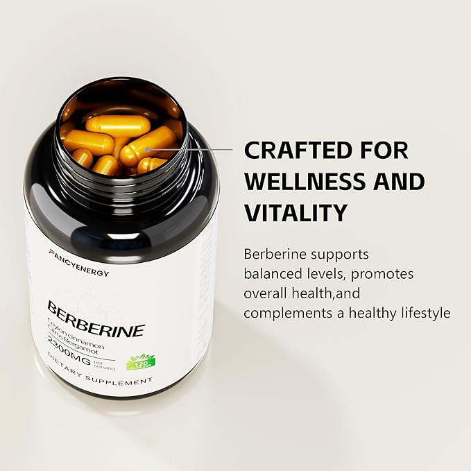 FraFr.gancia Berberine HCl Supplement with Ceylon Cinnamon & Citrus Bergamot – Botanical Formula for Daily Wellness – 120 Vegan Capsules