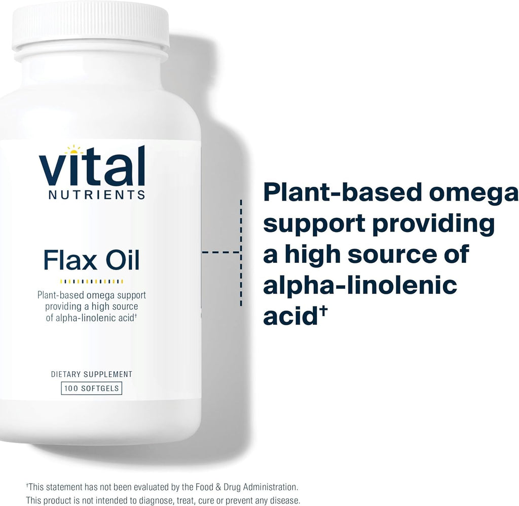 Vital Nutrients Flax Seed Oil 3000mg | Cold Pressed Flax Oil with high Concentration of ALA for Heart Health* | Gluten, Dairy and Soy Free | Non-GMO | 100 Softgels
