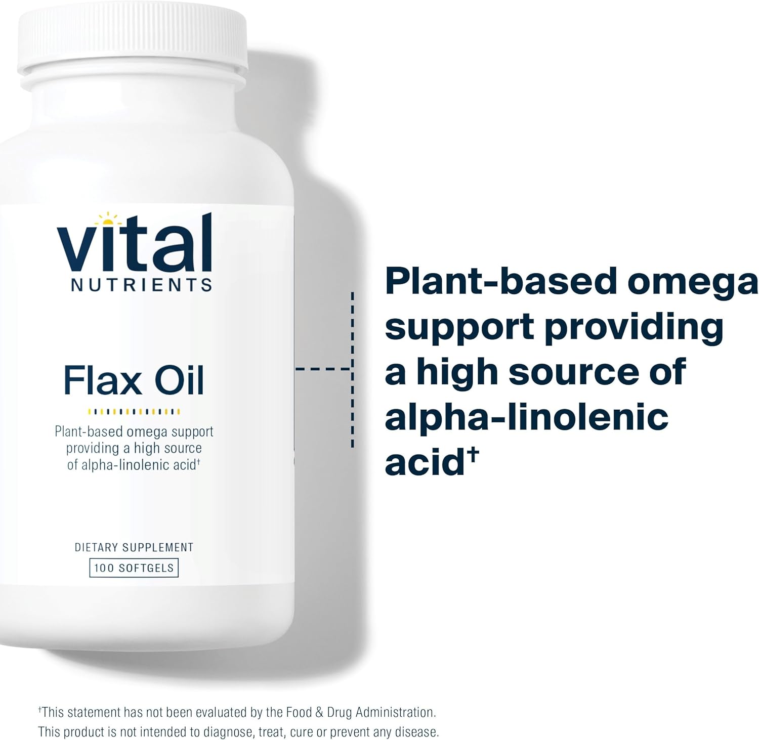 Vital Nutrients Flax Seed Oil 3000mg | Cold Pressed Flax Oil with high Concentration of ALA for Heart Health* | Gluten, Dairy and Soy Free | Non-GMO | 100 Softgels