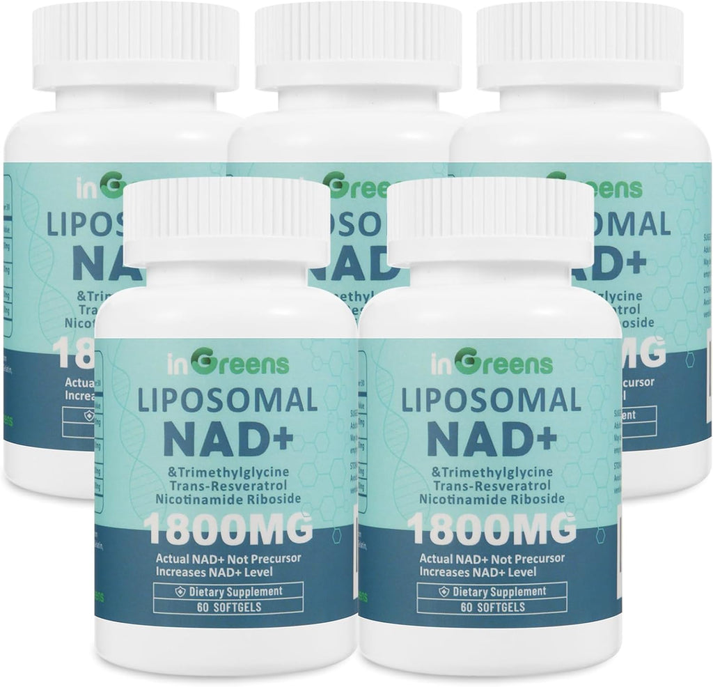 Liposomal NAD+ Supplement 1800 mg with Nicotinamide Riboside, Trans Resveratrol, Trimethylglycine, Replaces NMN, Boost NAD+, Aging Defense, Cellular Energy, 300 Softgels