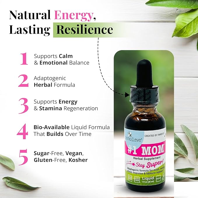 Anna & Eve #1 MOM™ Herbal Supplement Ashwagandha Drops | Energy, Balance, Stamina Support for Women | Natural Liquid Formula with Ashwagandha Tincture for Fatigue | Vegan, Gluten-Free, 1 Fl Oz