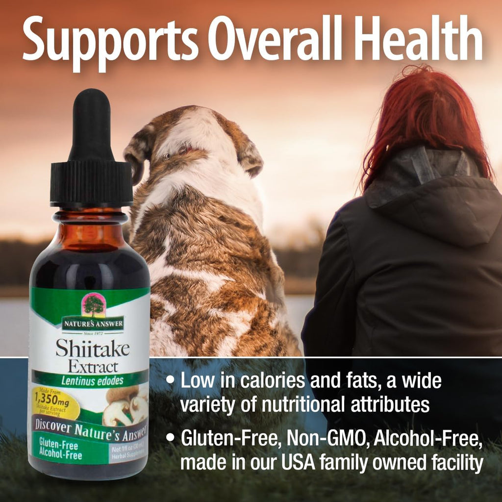 Nature's Answer Shiitake Mushroom Extract Alcohol Free 1 Fluid Ounce | Supports Health and Wellness