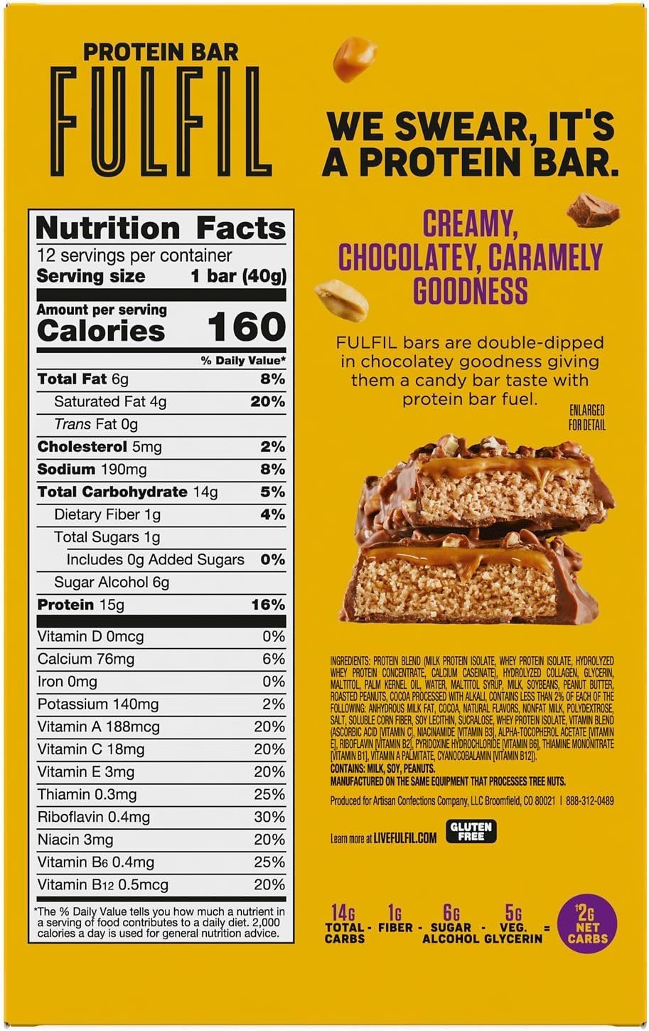 FULFIL Protein Snack Bars, Best Sellers Variety Pack, Gluten Free with 15g Protein, Pantry Staples, 12 Count