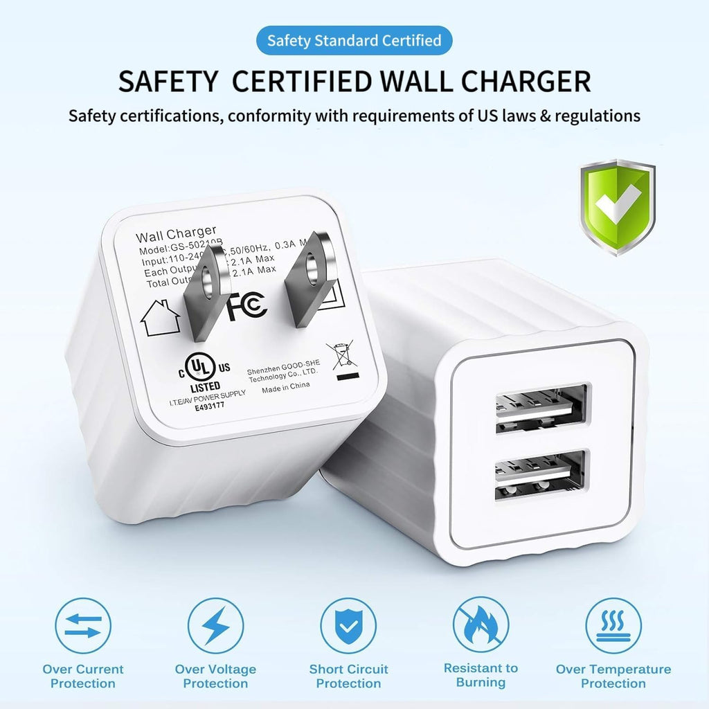 iPhone Charger,[Apple MFi Certified] Fast iPhone Charger 2PACK 6FT Lightning Cable Cord Fast Charging Dual 2 Port Plug USB Wall Charger Compatible with iPhone 14 13 12 11 Pro Max XS XR X 8 Plus 7 iPad