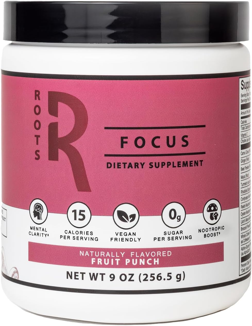 Roots Focus Nootropic Brain Supplement - Fruit Punch, Blend of Lion's Mane, Cordyceps, & Reishi Functional Mushrooms + Extended-Release Caffeine, 50 Servings