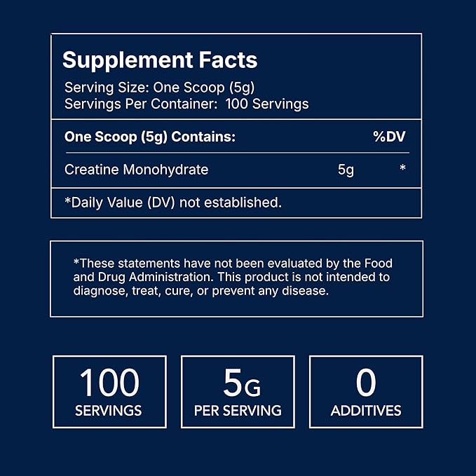 Spacemilk Vegan Non-GMO Creatine Monohydrate Micronized Powder, Unflavored, 5g Serving, 100 Servings