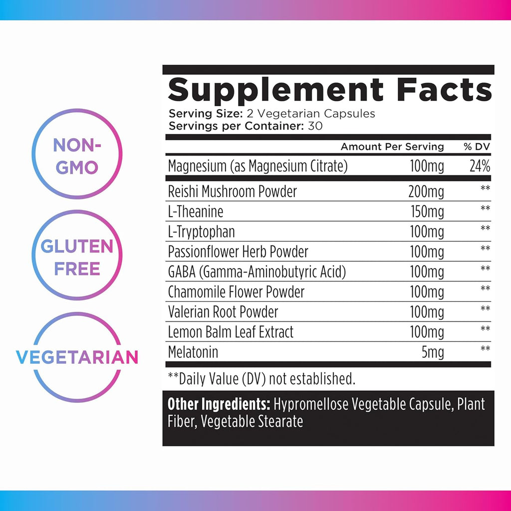 Livingood Daily Sleep Support Supplement, 10-in-1 Natural Sleep Aid with 5 MG Melatonin, Valerian Root, Chamomile, Tryptophan & GABA for Men & Women, Non Habit Forming, Gluten Free, Vegan, 60 Capsules