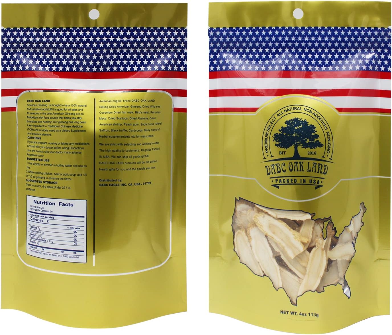 American Ginseng Root from Wisconsin, DOL American Wisconsin Ginseng Slices Root for Tea (8OZ (4OZ 2 Bags) - Ginseng Slices)