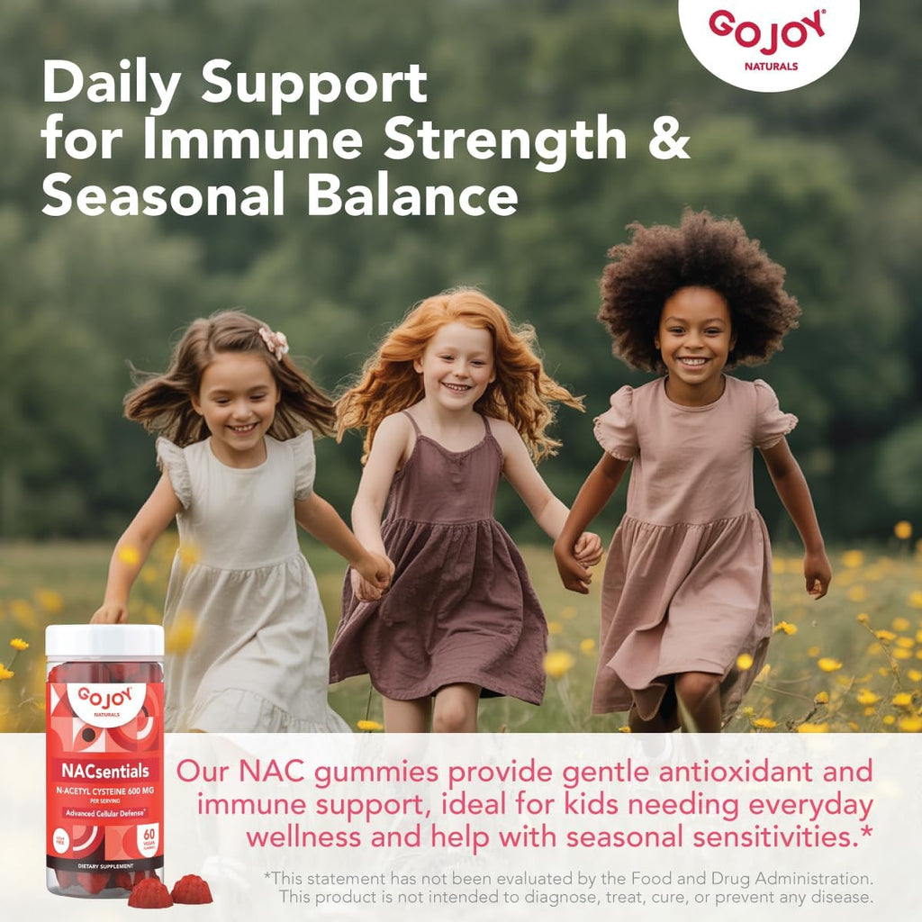 GOJOY 7-in-1 Sugar-Free NAC Gummies – NACsentials 600mg N-Acetyl Cysteine with Vitamin C, ALA, Quercetin & Astaxanthin – Antioxidant & Liver Detox Support – Vegan & Keto-Friendly – 60 Gummies