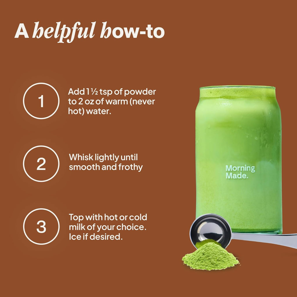 Morning Made Cinnamon Flavored Matcha Powder | 8.46oz (240g) Resealable Tin | 60 Servings Premium Japanese Green Tea | Sweetened with Organic Sugar | Perfect for Lattes, Smoothies, and Baking | Rich in Antioxidants and Energy Boosting