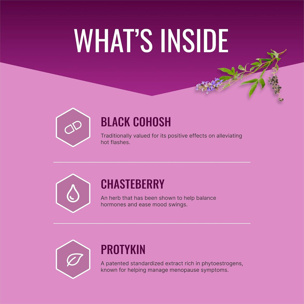 Approved Science Menoprin - Menopause Support - Protykin, Black Cohosh - 60 Capsules - 1 Bottle Menoprin Day - Vegan
