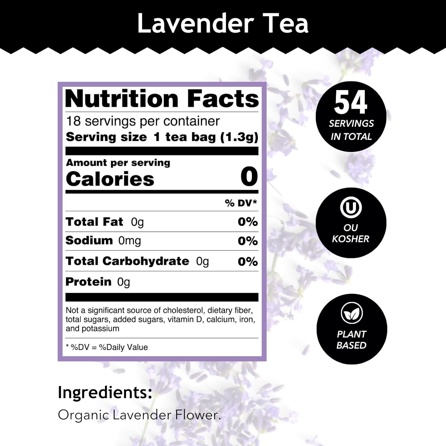 Buddha Teas - Organic Lavender Tea - Herbal Tea - For Health & Wellbeing - With Antioxidants & Minerals - Clean Ingredients - Caffeine Free - OU Kosher & Non-GMO - 18 Tea Bags (Pack of 3)