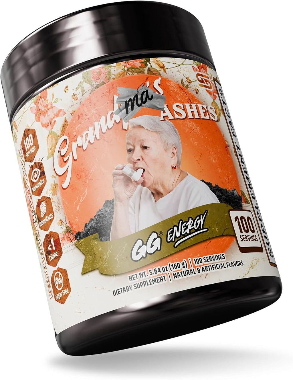 Gamer Supps, GG Energy Grandma's Ashes (100 Servings) - Keto Friendly Gaming Energy and Nootropic Blend, Sugar Free + Organic Caffeine + Vitamins, Powder Drink